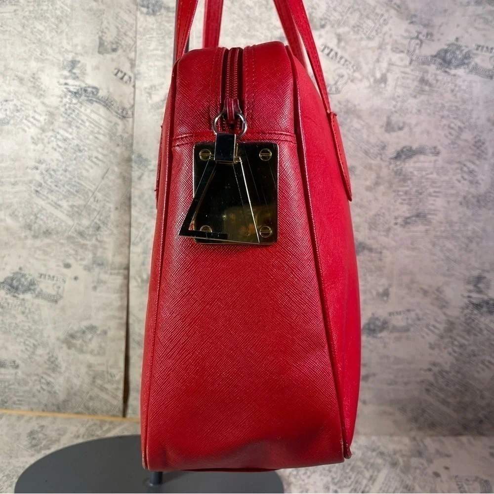 Valerie Stevens Red Leather Satchel Bag Top Handle Shoulder Purse Classic Bags